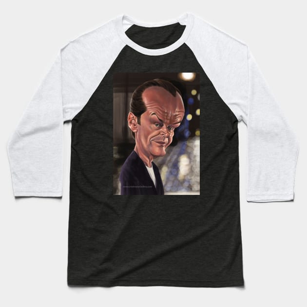 Jack Nicholson caricature Baseball T-Shirt by cristinatorbellina